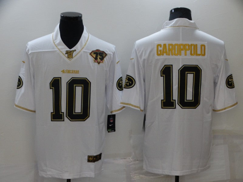 Men's San Francisco 49ers Jimmy Garoppolo #10 White 75th Anniversary Game Jersey1
