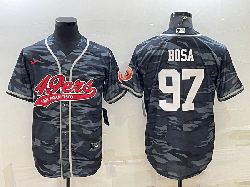 Men's San Francisco 49ers Nick Bosa #97 Grey Camouflage Game jersey Joint Edition
