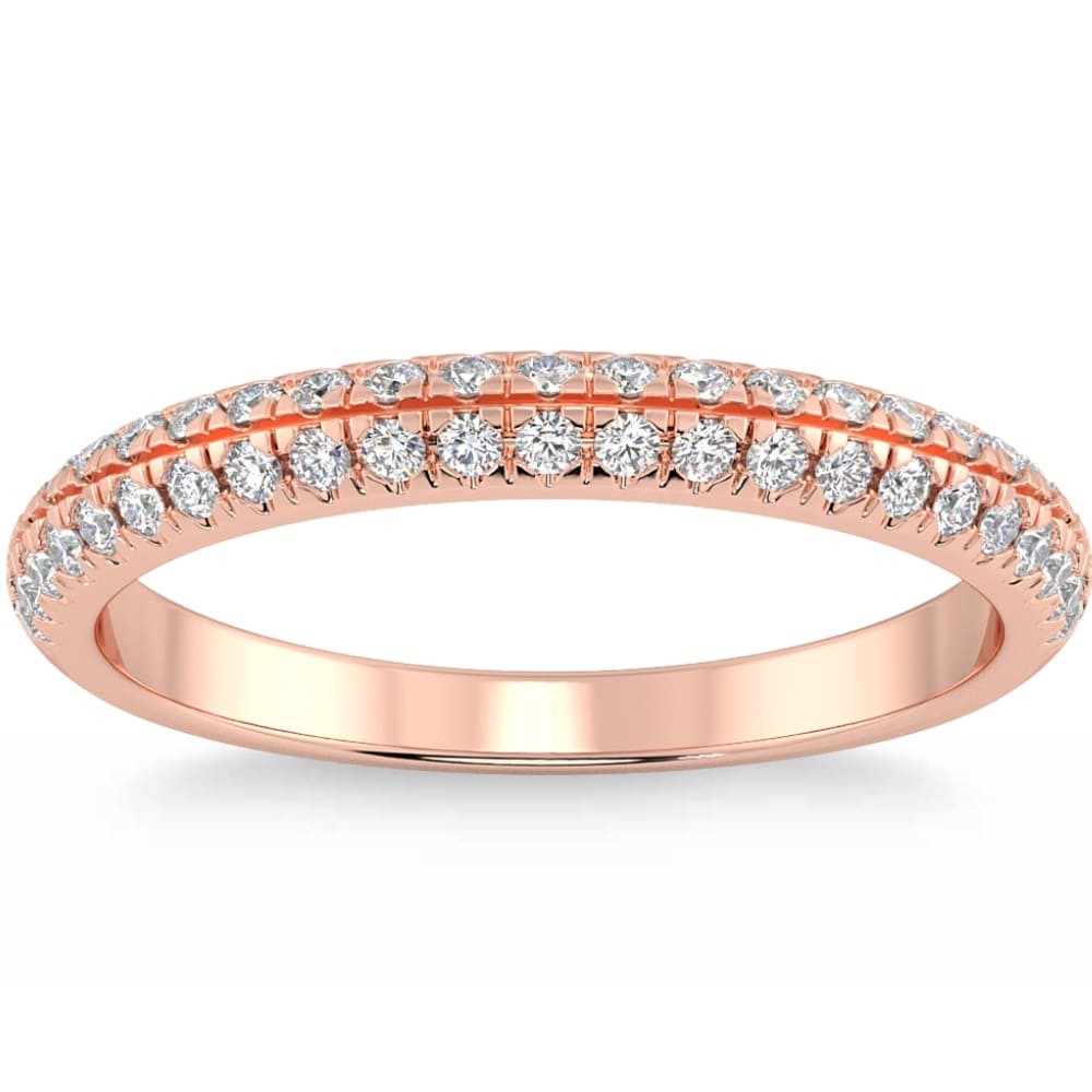 1/2Ct Pave Diamond Wedding Ring 14k Gold Stackable Band Lab Grown