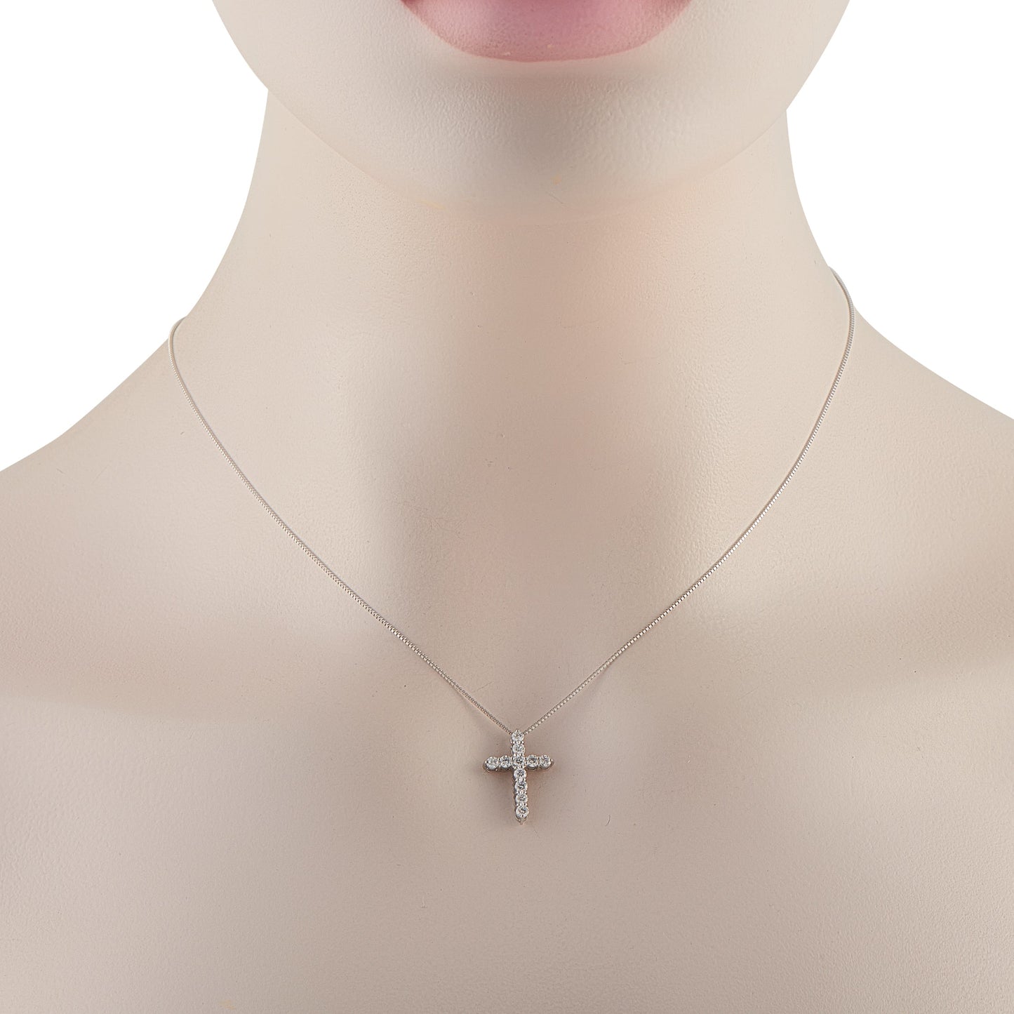 LB Exclusive Platinum 0.50ct Diamond Cross Pendant Necklace MF10-041026