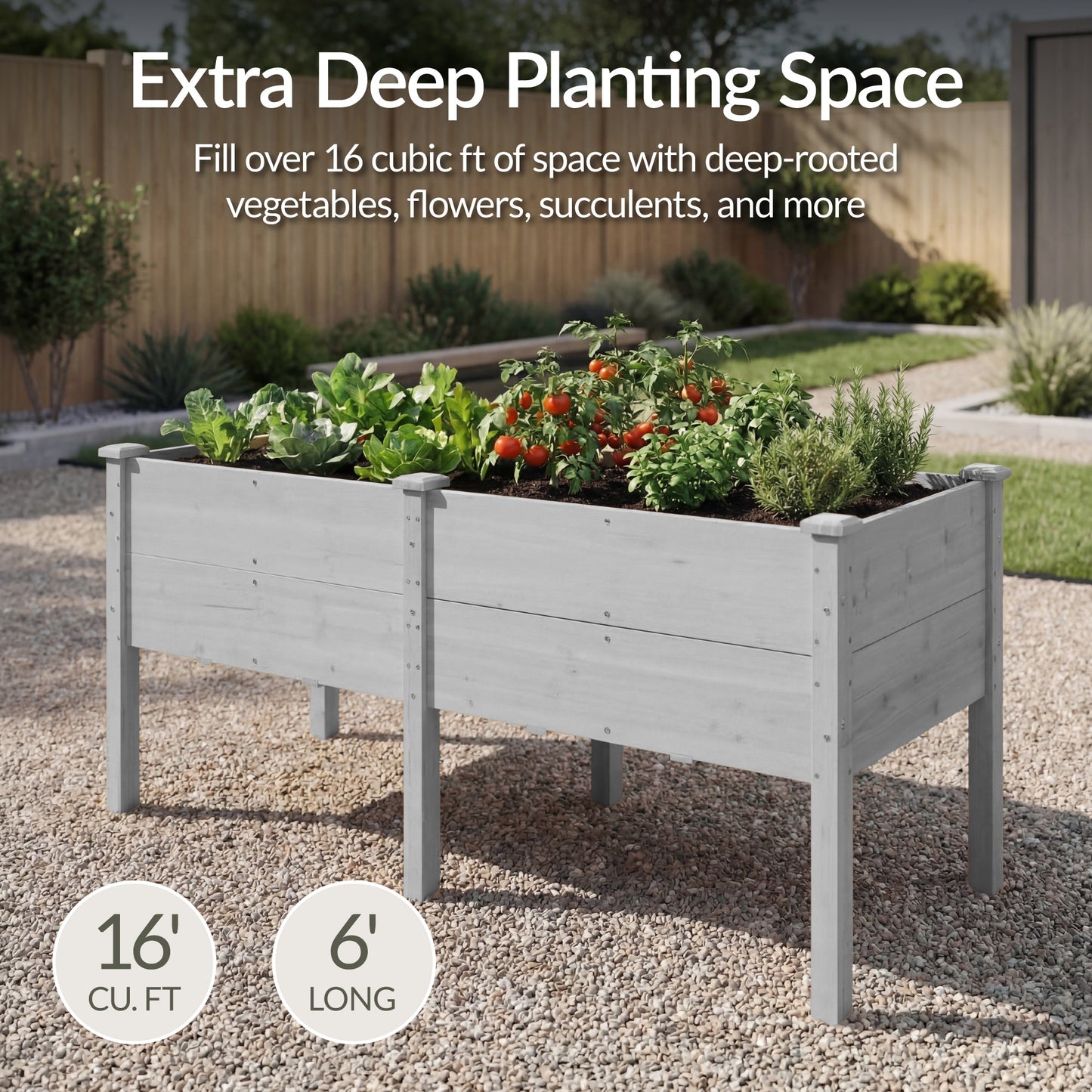 Best Choice Products 72" x 24" x 30" Raised Garden Bed, Extra Deep 16" Depth, Elevated Wood Planter Stand - Gray