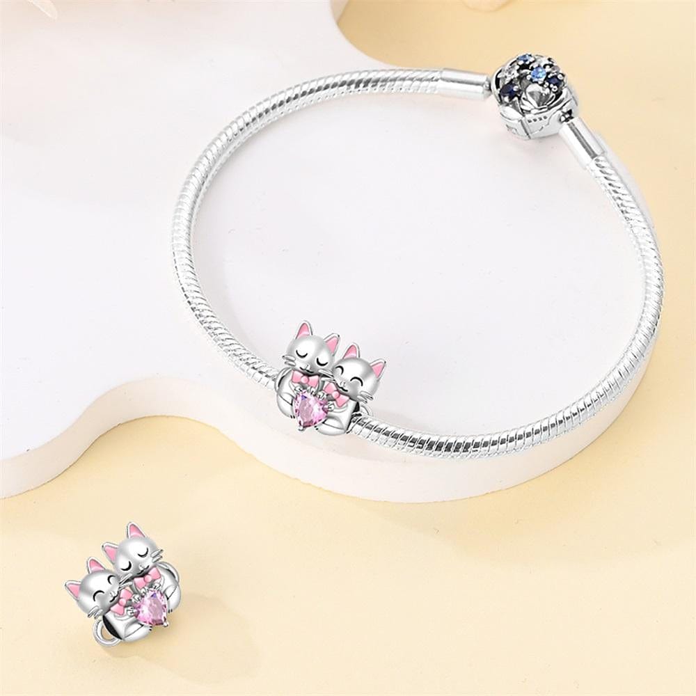 Cat Couple Heart Charm