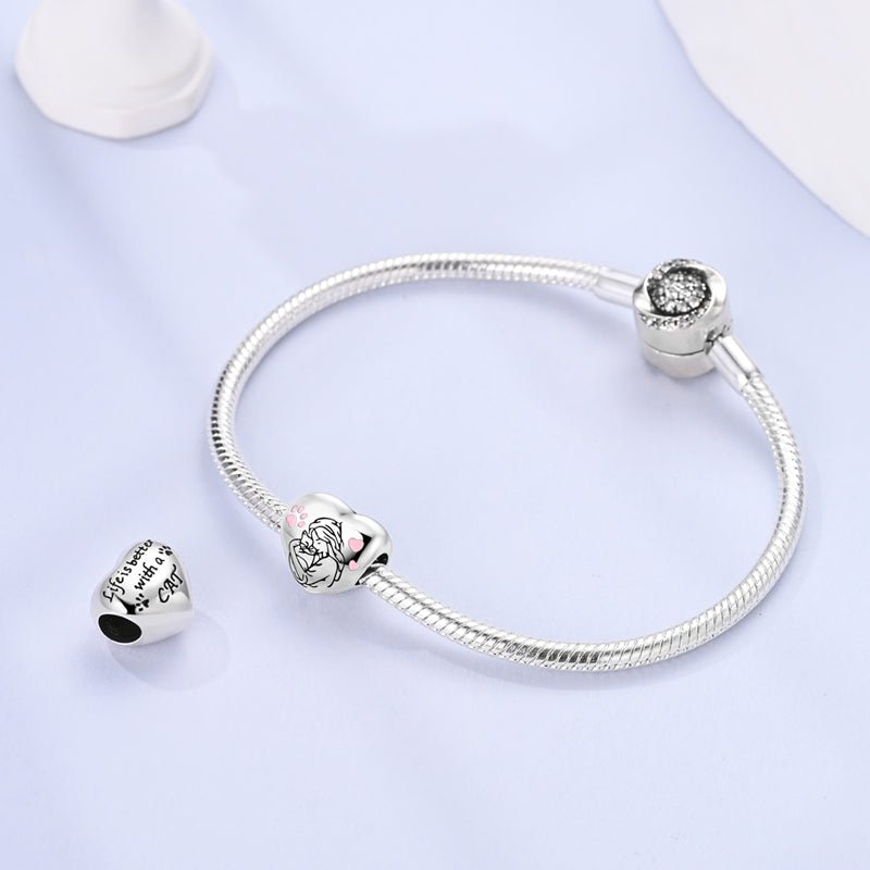 Cat Lover's Heart Charm