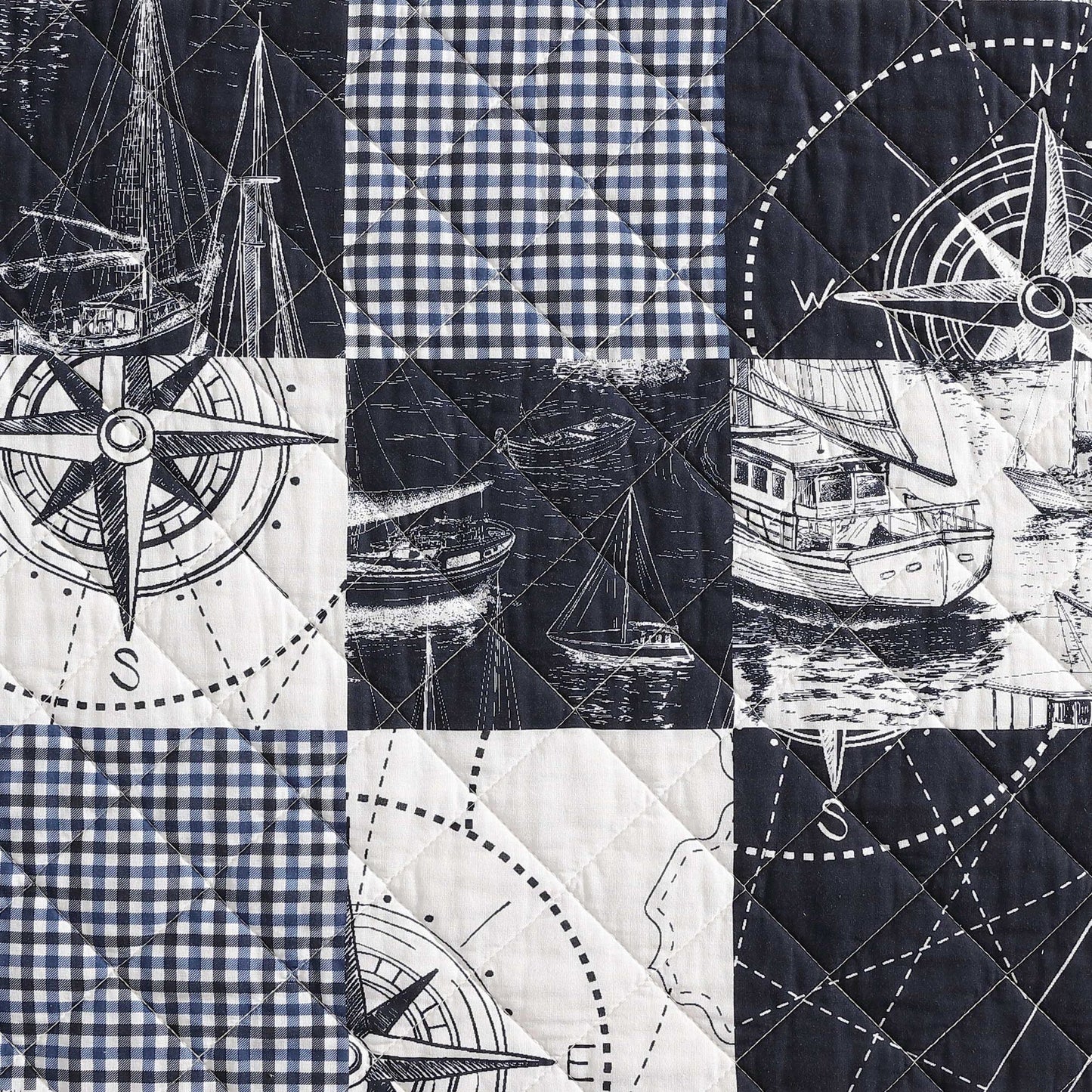 Nautica Sailor's Patchwork Blue Full/Queen Quilt Set