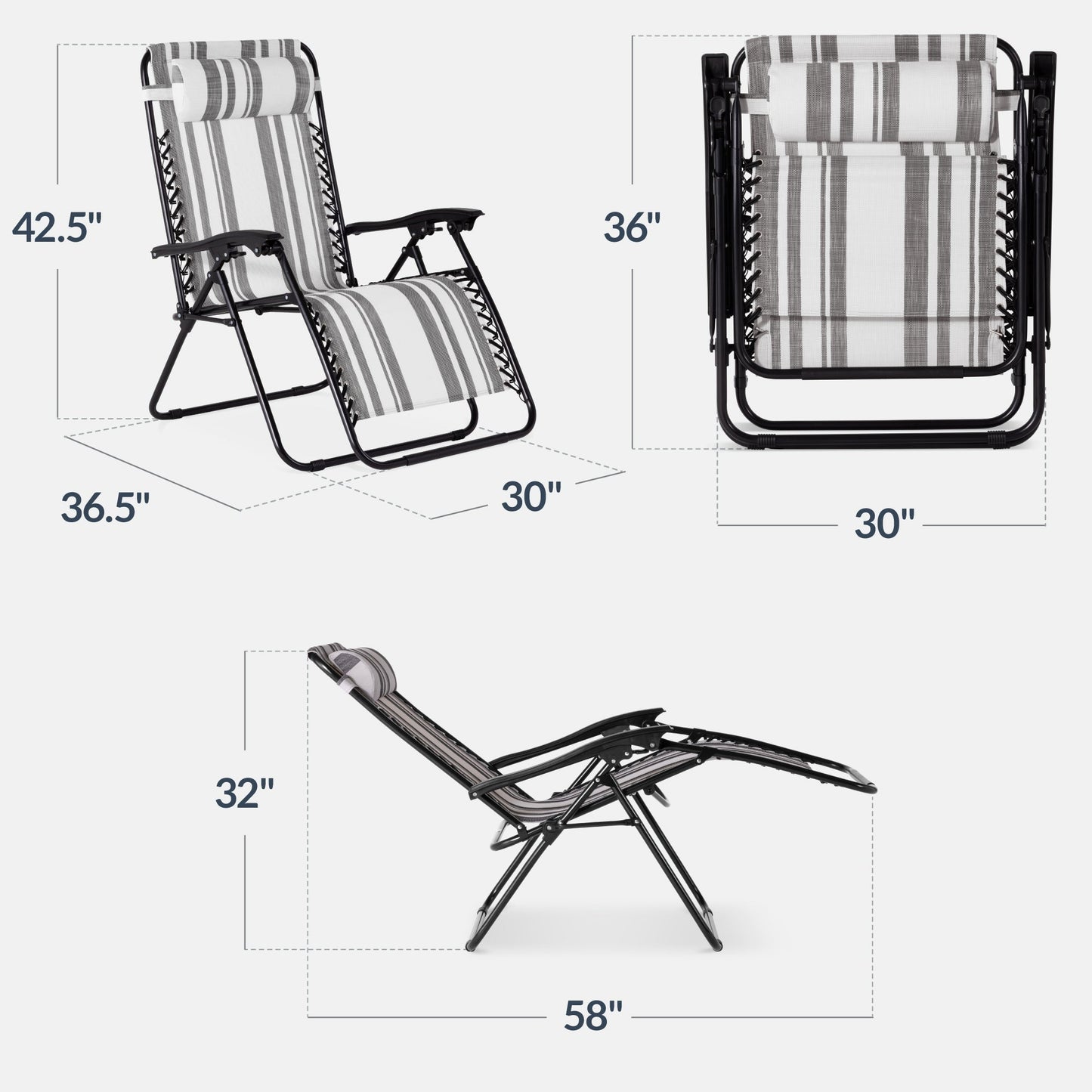 Best Choice Products Set of 2 Extra Wide Zero Gravity Lounge Chair Recliners w/ Cup Holder