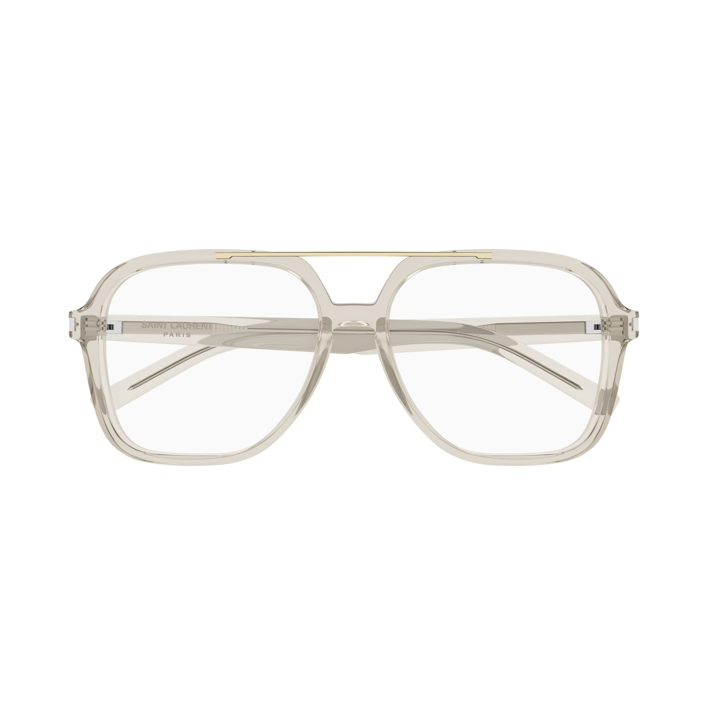 Translucent Square Frame Sunglasses With Gold Accent