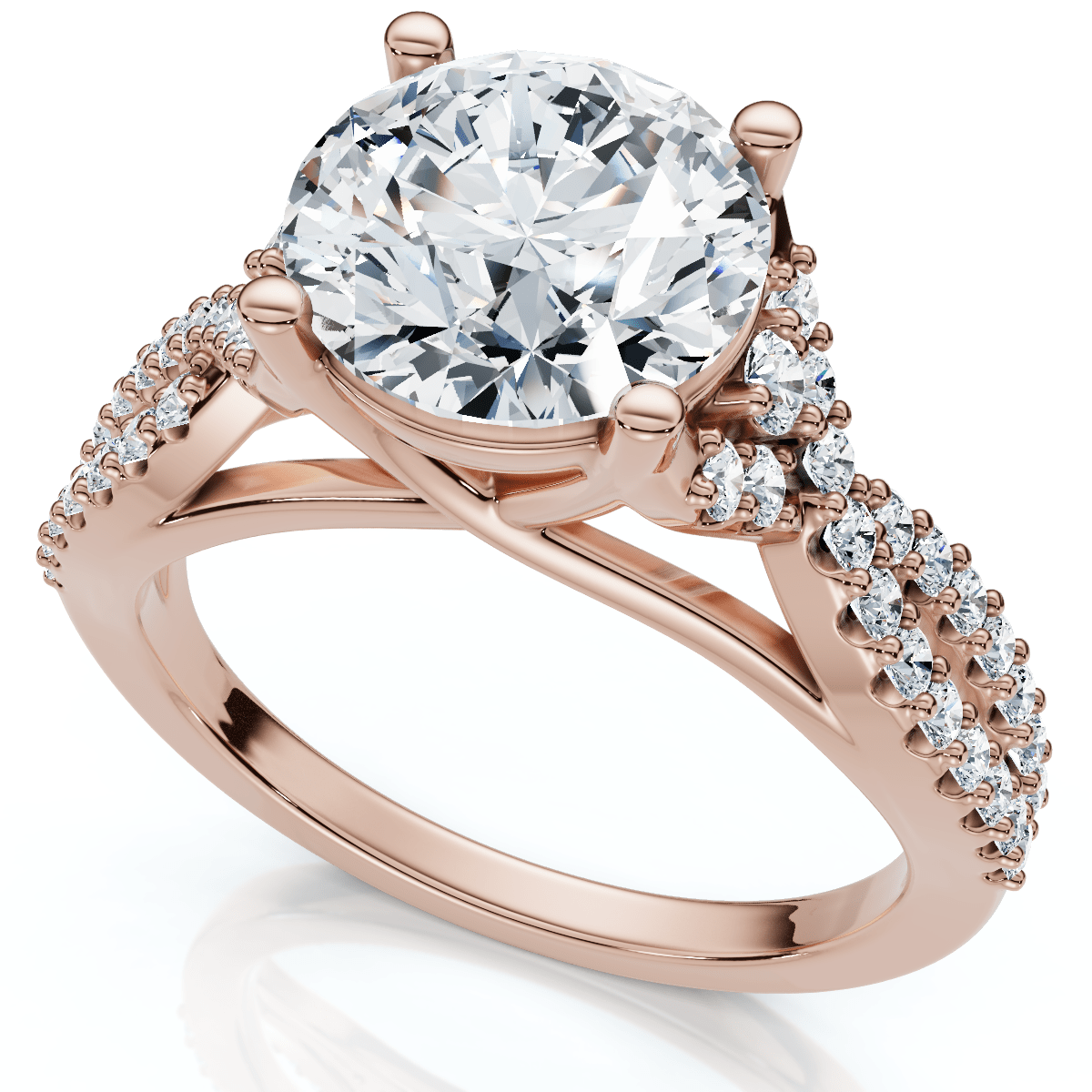 Certified 2 1/2ct Diamond Crossover Engagement Ring 14K Gold of Pt Lab Grown