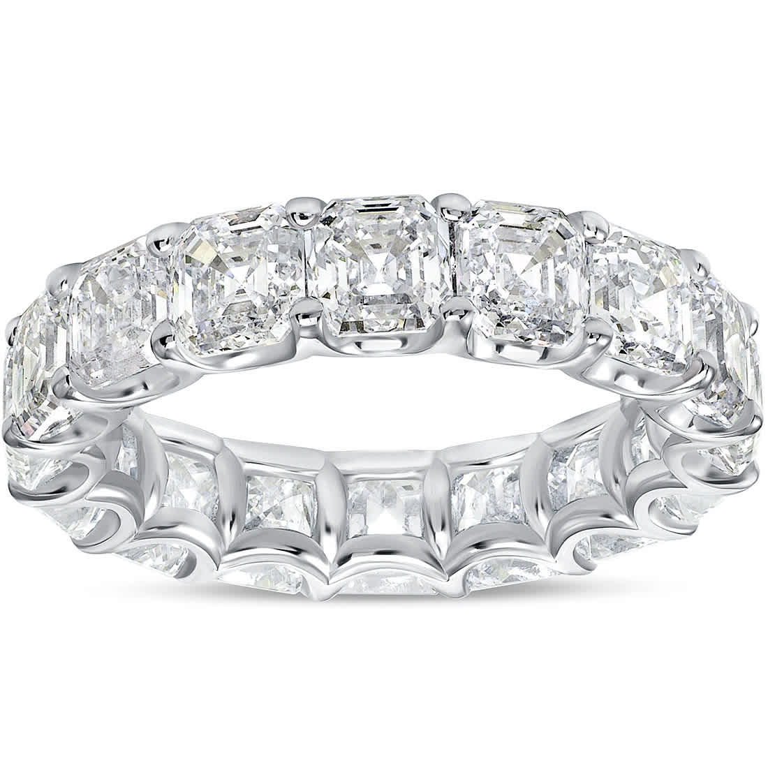 10 1/2 Ct Asscher Cut Moissanite Eternity Ring Wedding Band 10k Gold