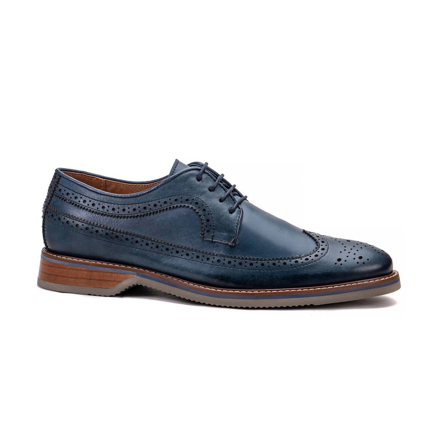Men's Brasilia Leather Derby Shoes In Blue