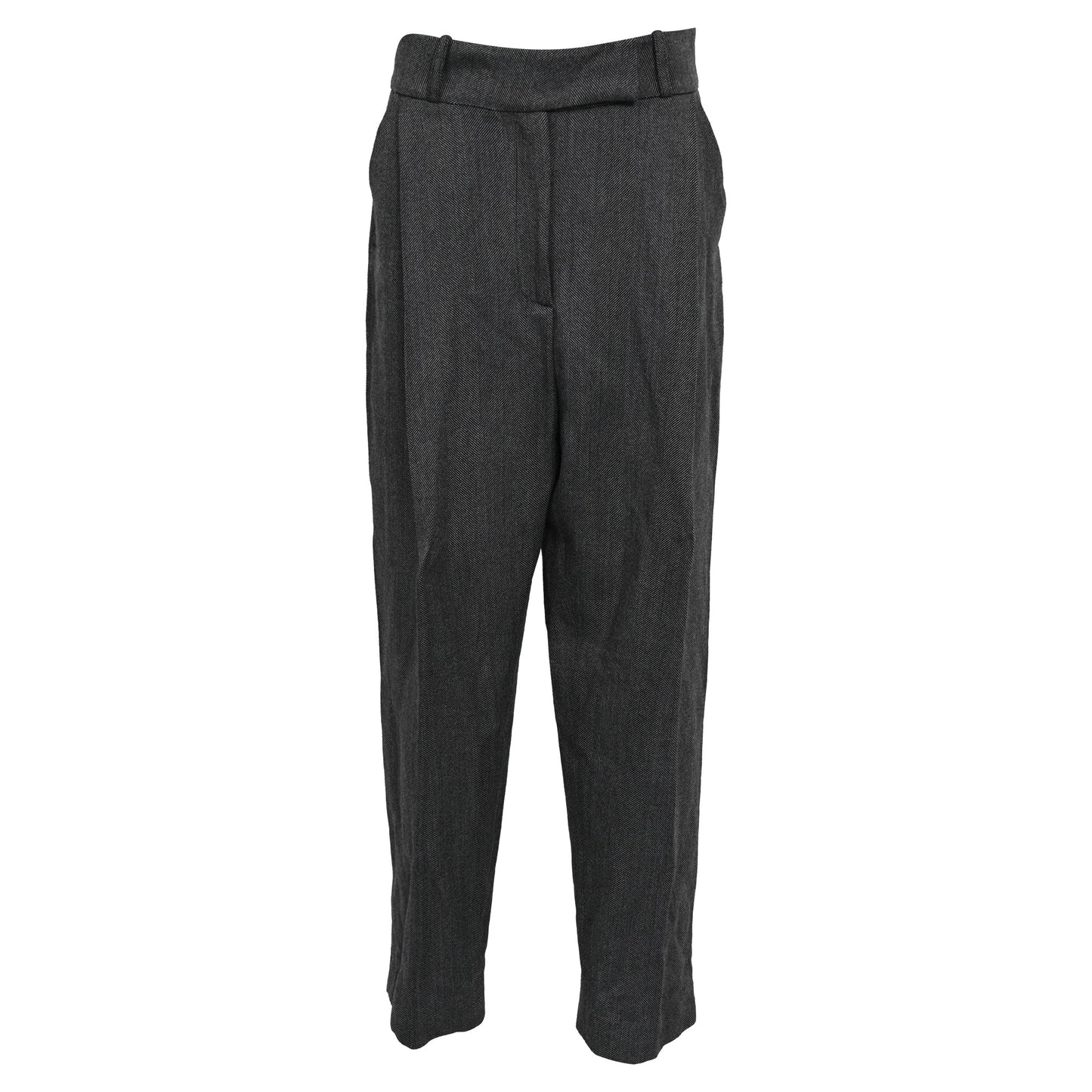 Totême Deep Pleat Trouser Wide Leg Pants in Grey Wool