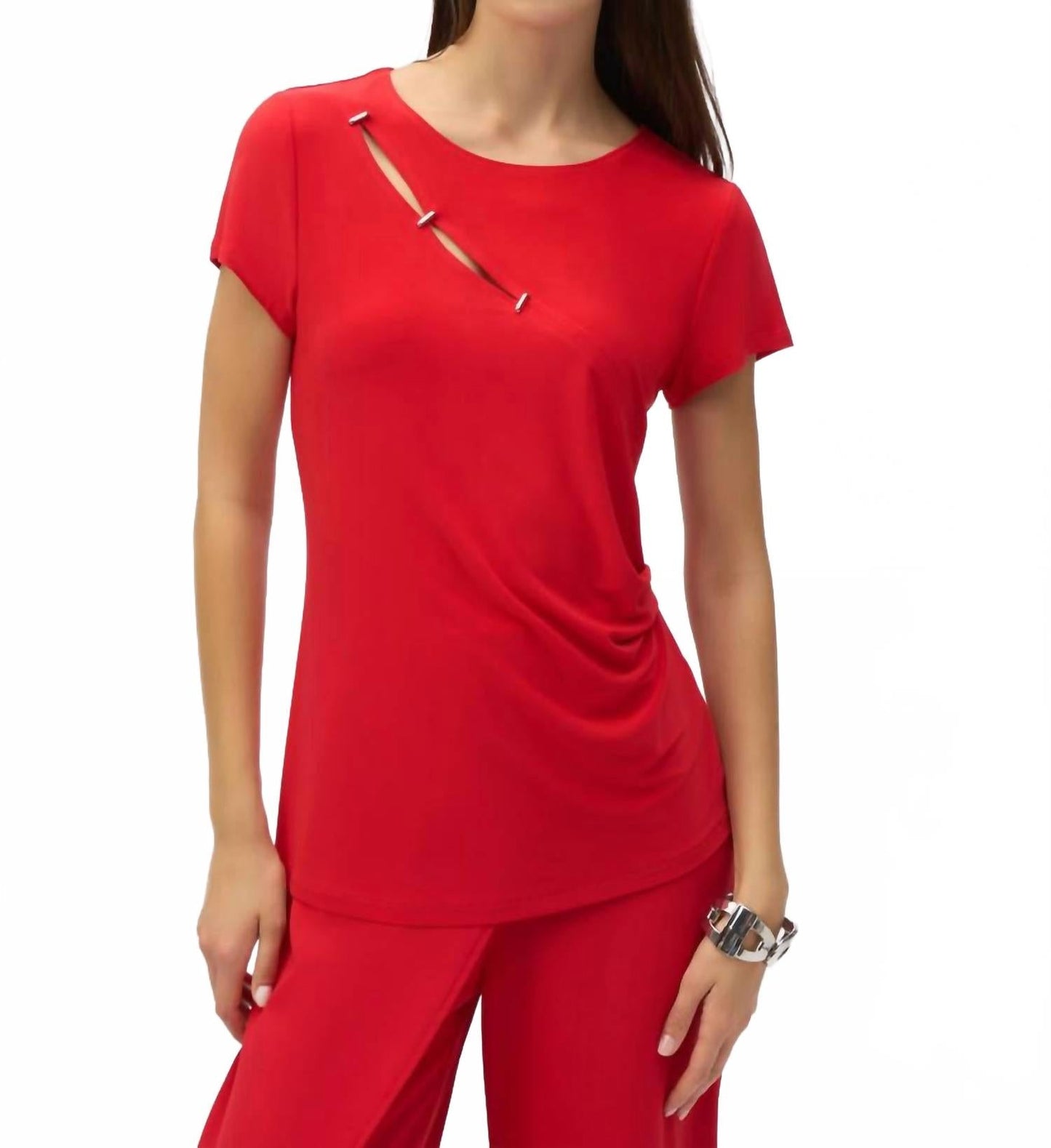 Side Ruched Top In Red