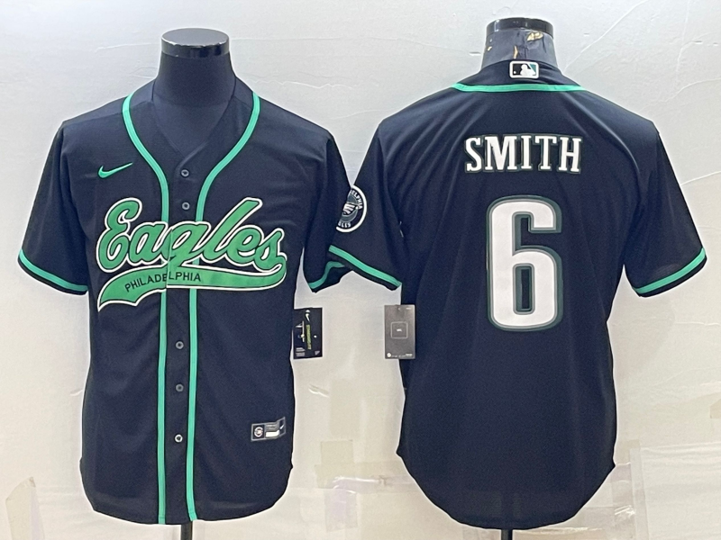 Men's Philadelphia Eagles DeVonta Smith #6 Black Game jersey Joint Edition
