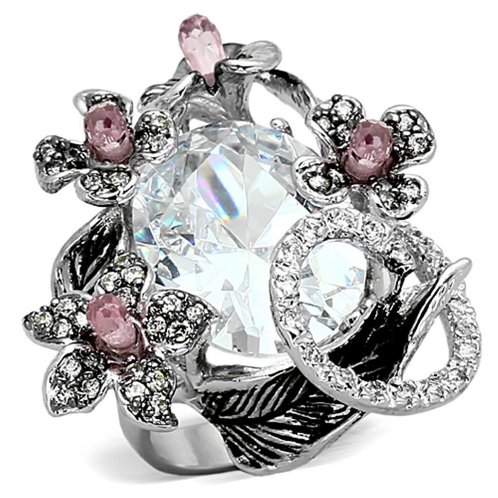 Rhodium + Ruthenium Brass Ring with AAA Grade CZ in Multi Color