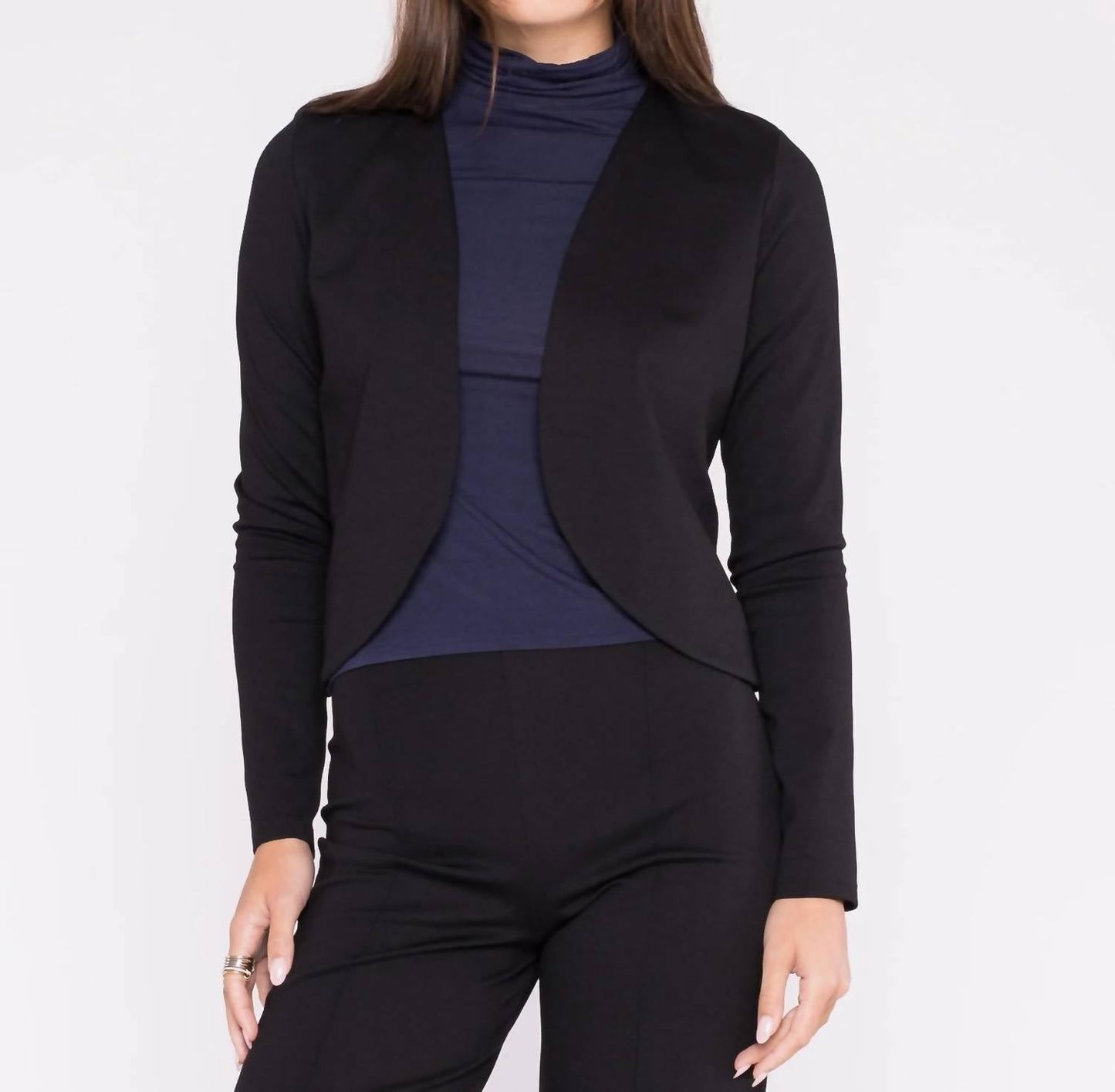 Ponte Knit Bolero Top In Black