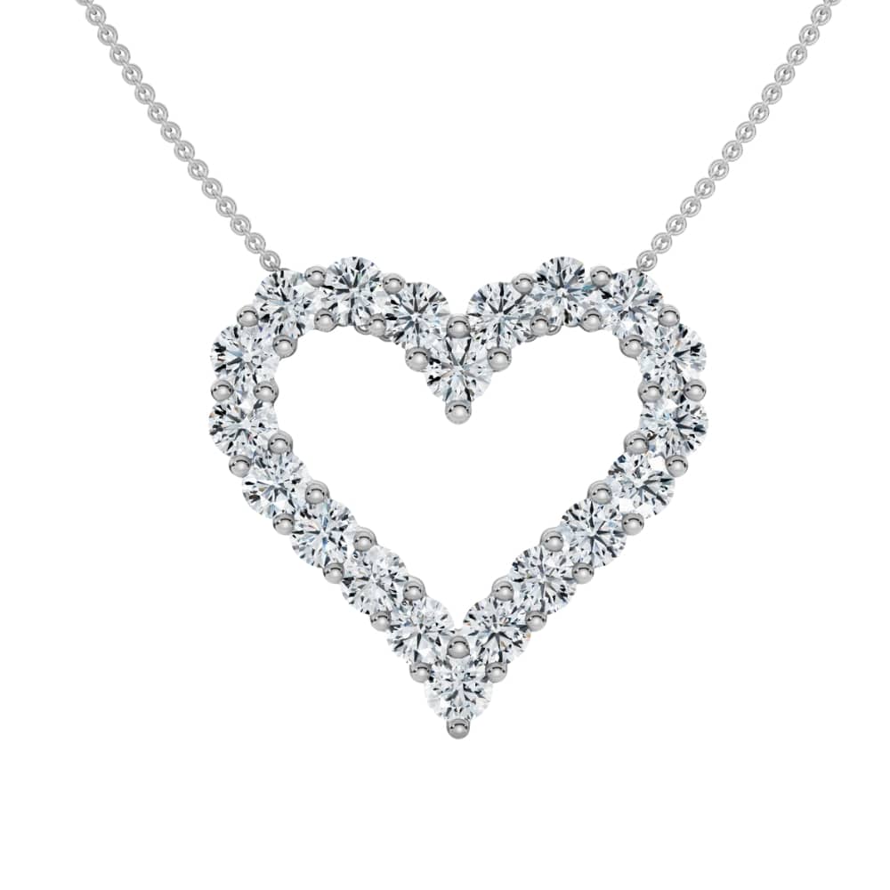 1Ct Diamond Heart Pendant 14k Gold Lab Grown 3/4" Tall Necklace