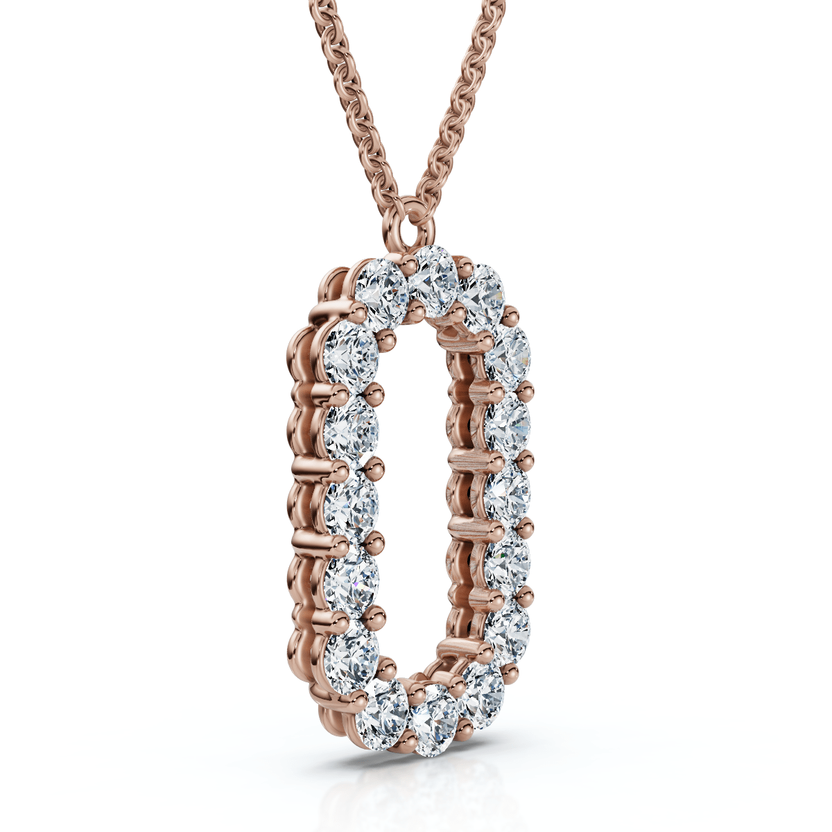 1Ct Diamond Initial "O" Pendant 14k Gold 18" Necklace Lab Grown 5/8" Tall Size: Regular