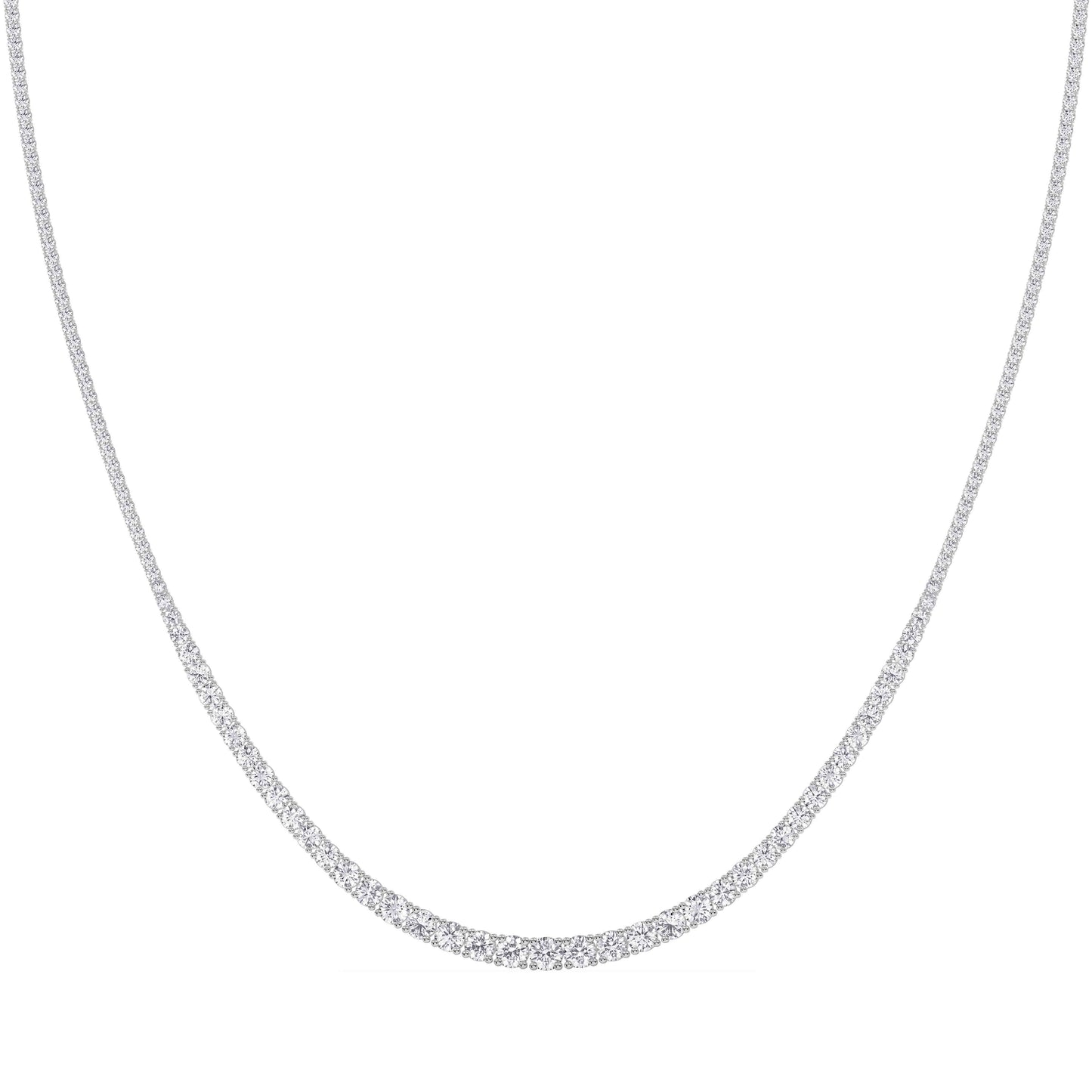 10Ct Graduated Diamond Tennis Necklace Lab Grown 14k Gold 18"