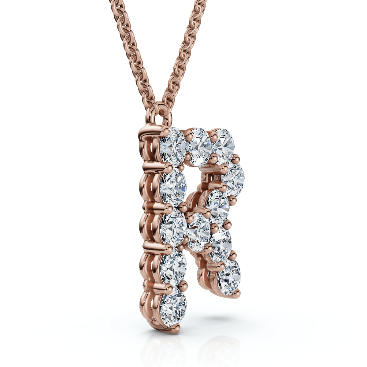1Ct Diamond Initial "R" Pendant 14k Gold 18" Necklace Lab Grown 5/8" Tall