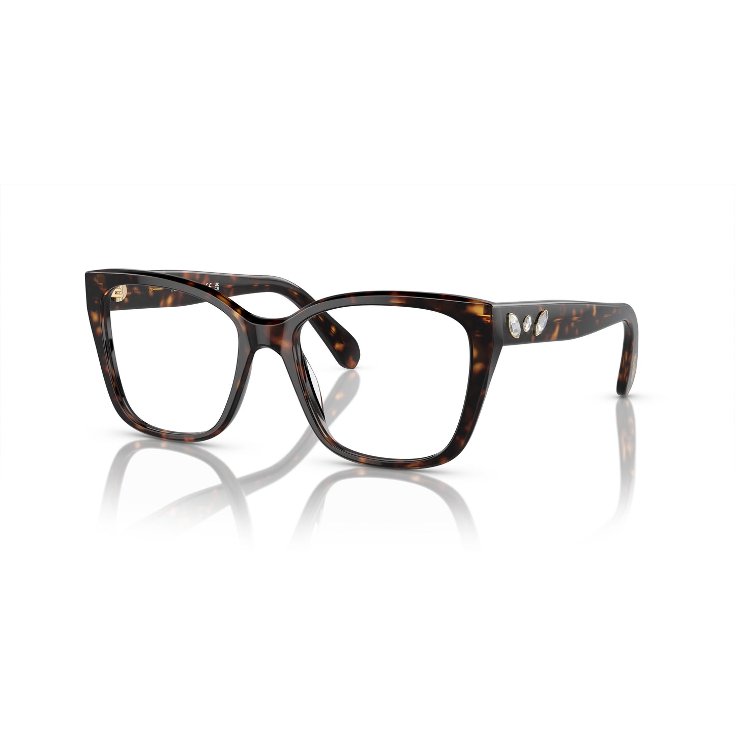 0Sk2008 Oversized Square Tortoiseshell Eyeglasses with Crystal Accents