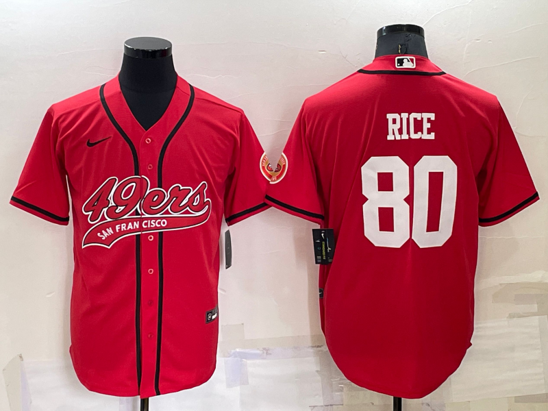 Men's San Francisco 49ers Jerry Rice #80 Red Game jersey Joint Edition