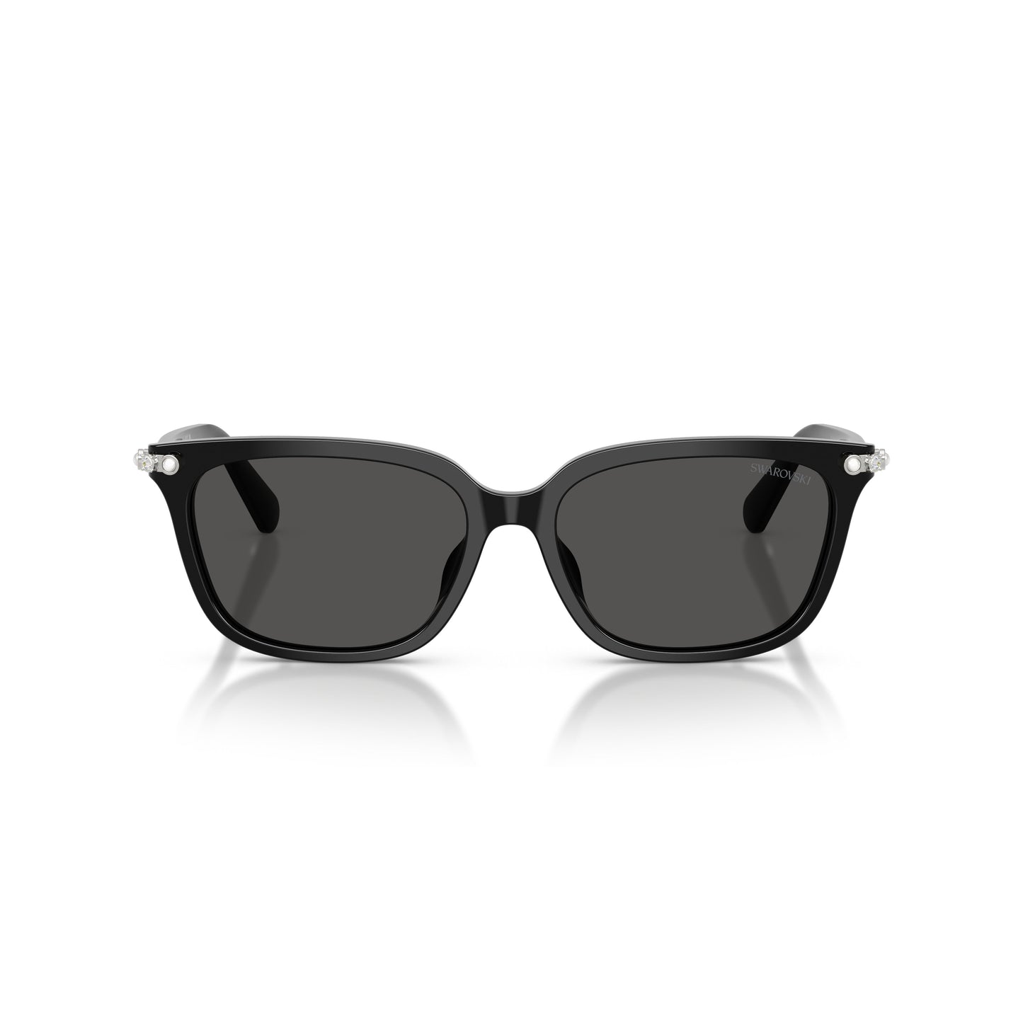 0Sk6064D Rectangular Black Acetate Sunglasses with Crystal-Embellished Hinges