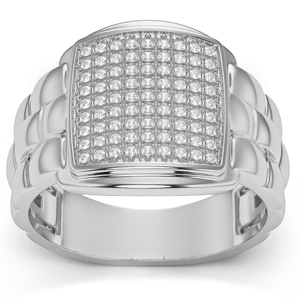 1/4Ct Pave Diamond Men's Wide Ring Lab Grown in White, Yellow, or Rose Gold