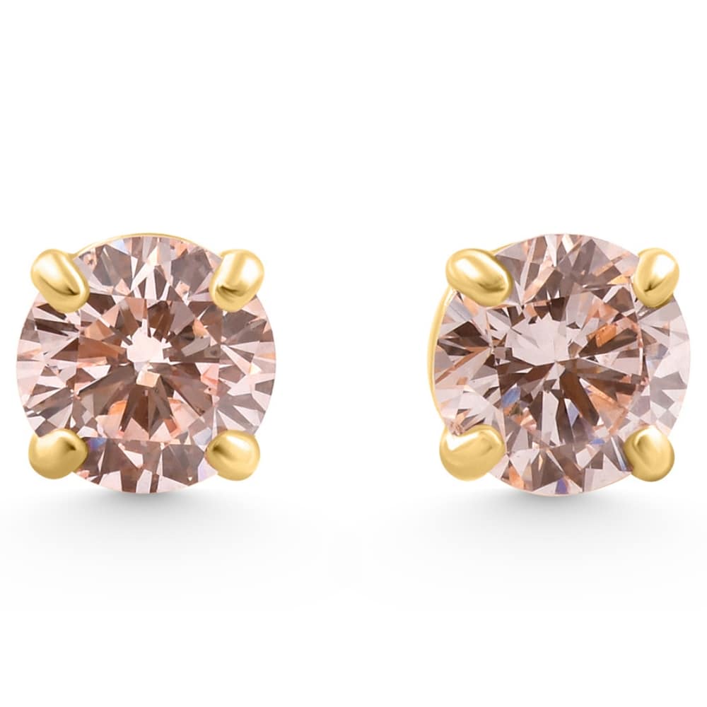 1/3 - 1Ct Pink Diamond Studs 14k White or Yellow Gold Lab Grown