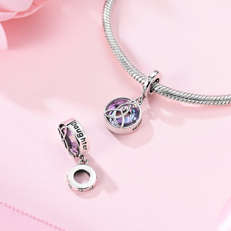 Eternal Love Celtic Knot & Crystal Mom Dangle Charm