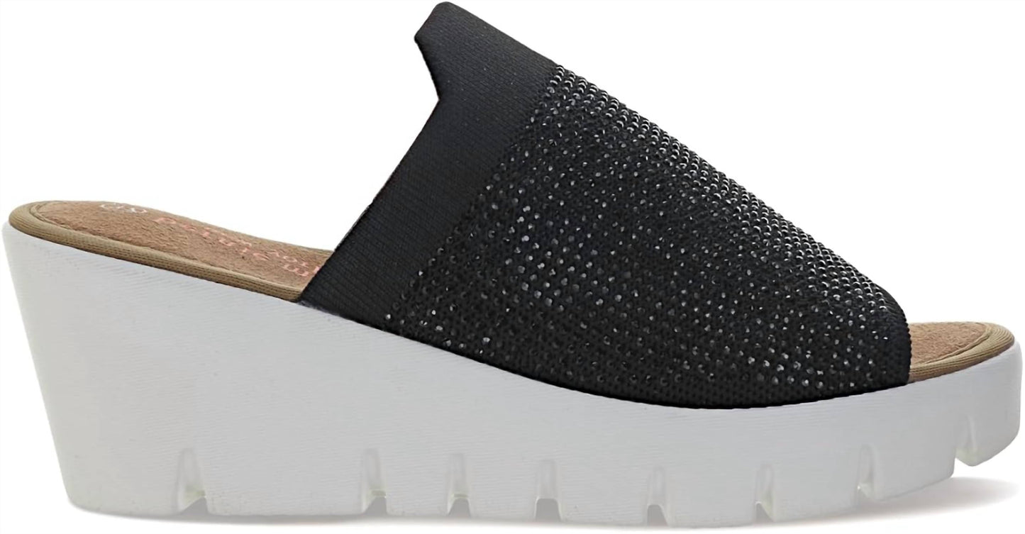 Women's Venti Crystals Wedge Sandals In Black