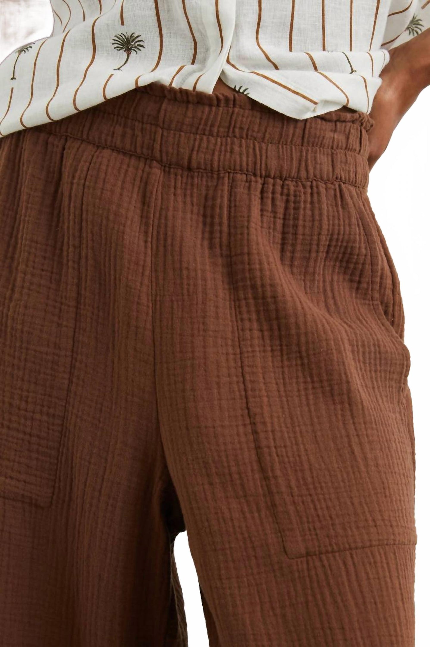 Leon Lightweight Double Gauze Pant In Cacao