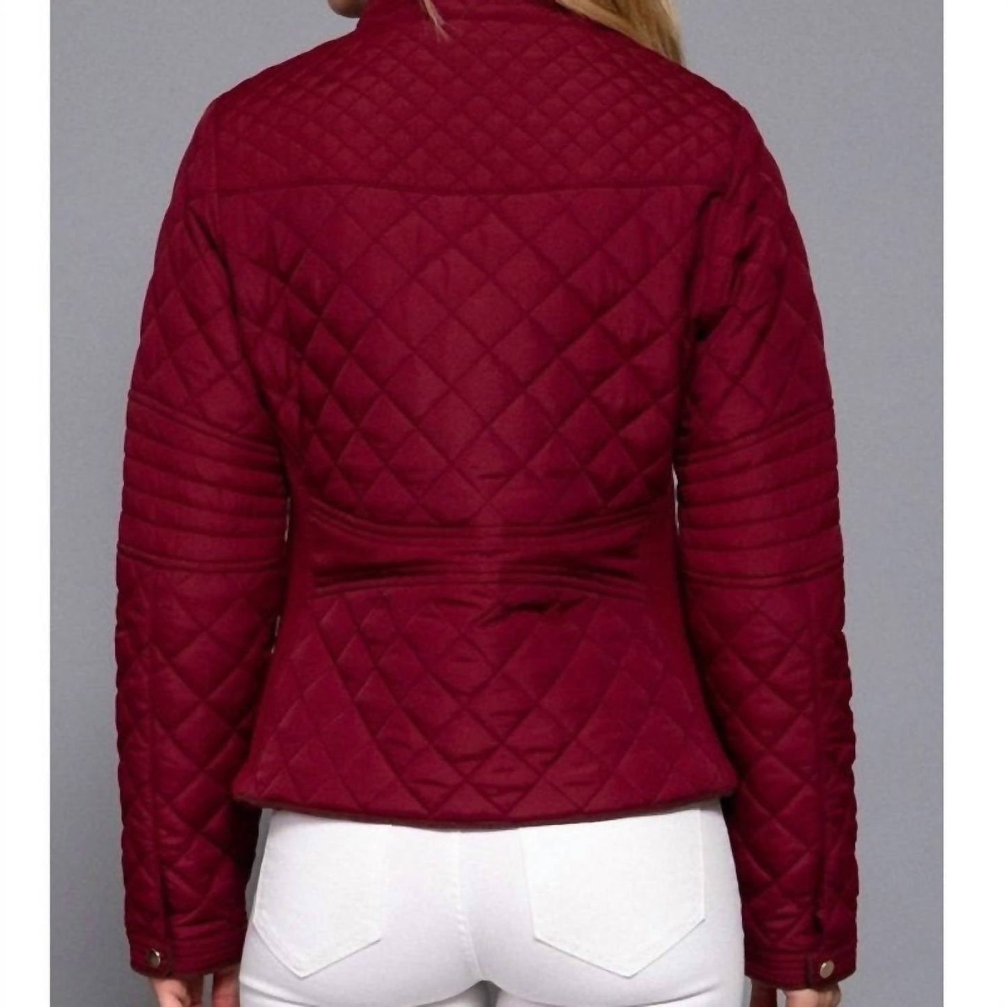 Quilted Padding Jacket In Dark Wine
