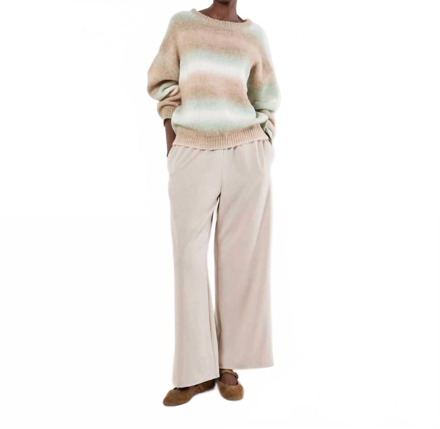 Space Dye Stripe Sweater In Green