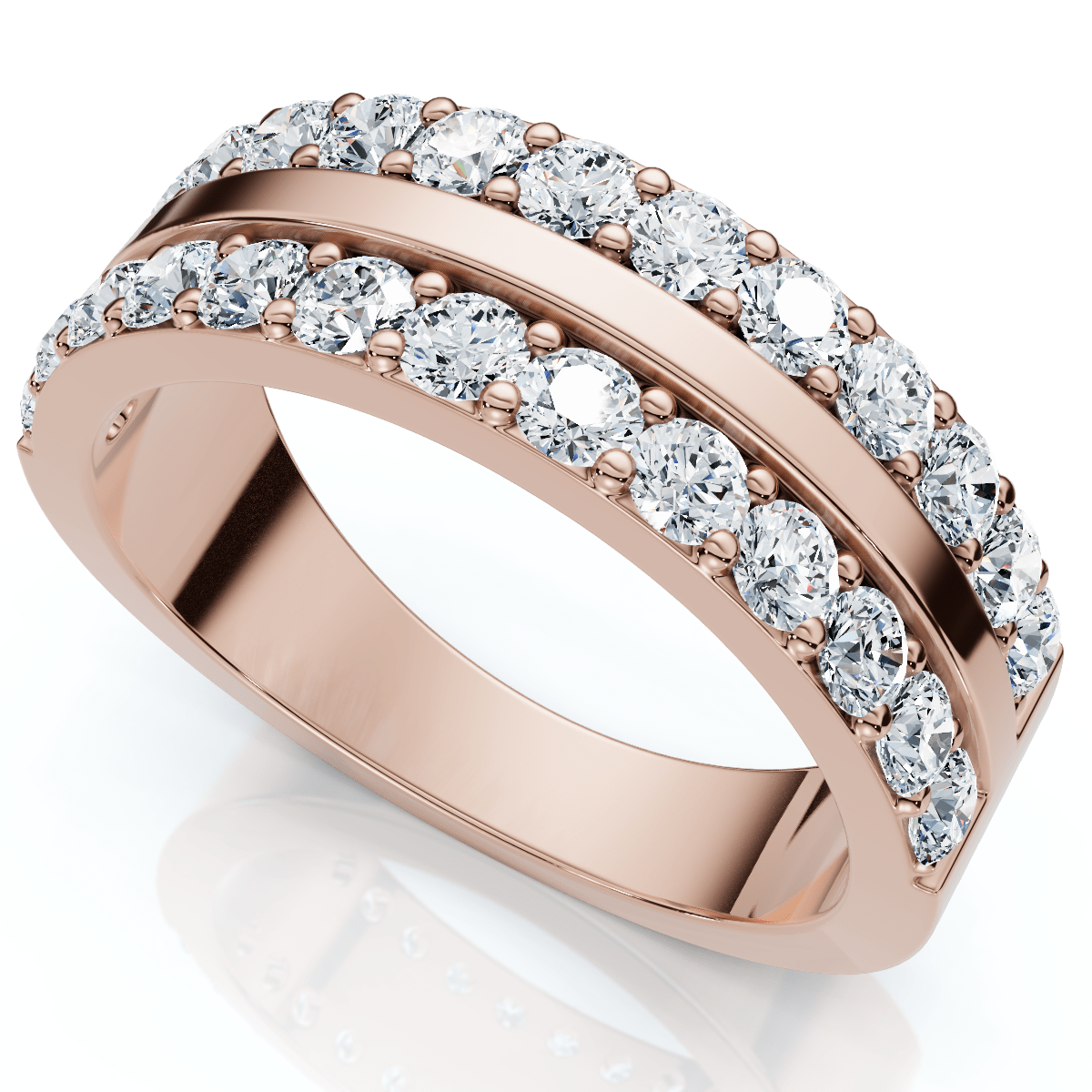 1Ct Diamond Wedding Double Row Anniversary Ring Gold Lab Grown