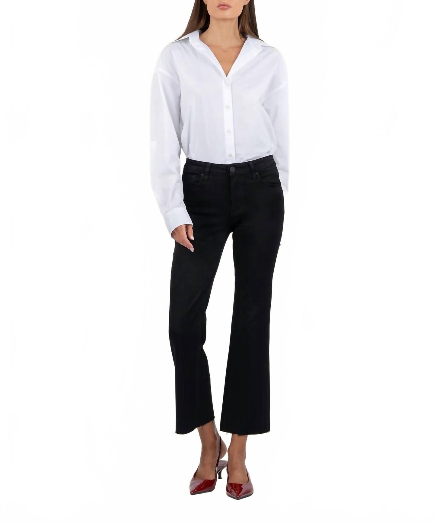 Kelsey Mid Rise Flared Leg Jeans In Black