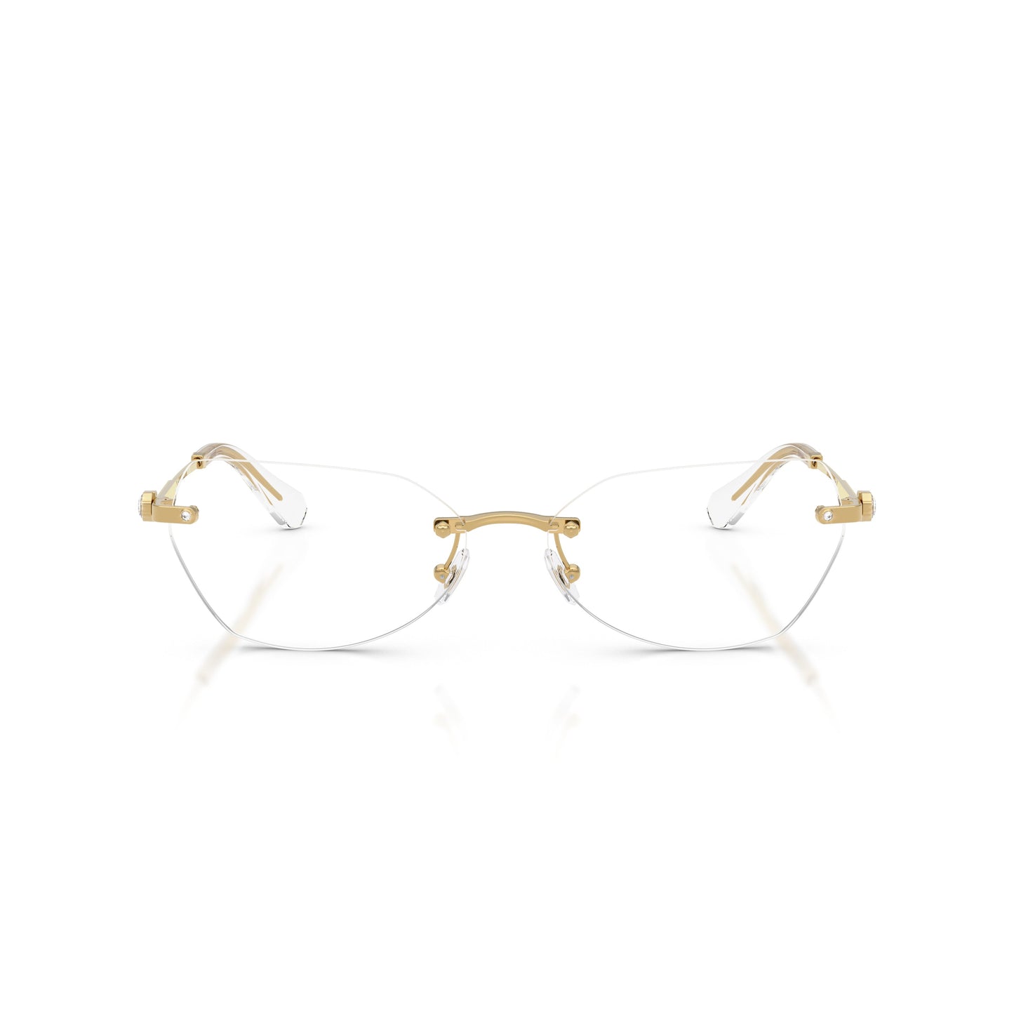 0Sk1031 Rimless Gold Metal Eyeglasses with Textured Temples