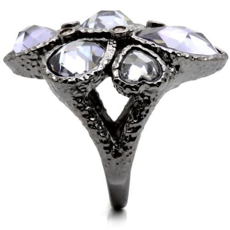 Ruthenium Brass Ring with AAA Grade CZ in Light Amethyst