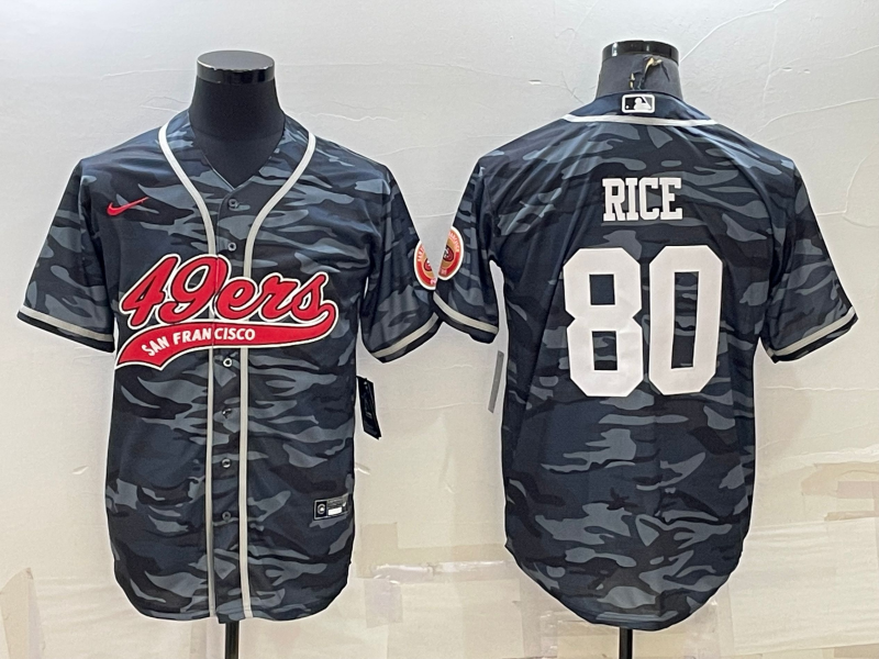 Men's San Francisco 49ers Jerry Rice #80 Grey Camouflage Game jersey Joint Edition