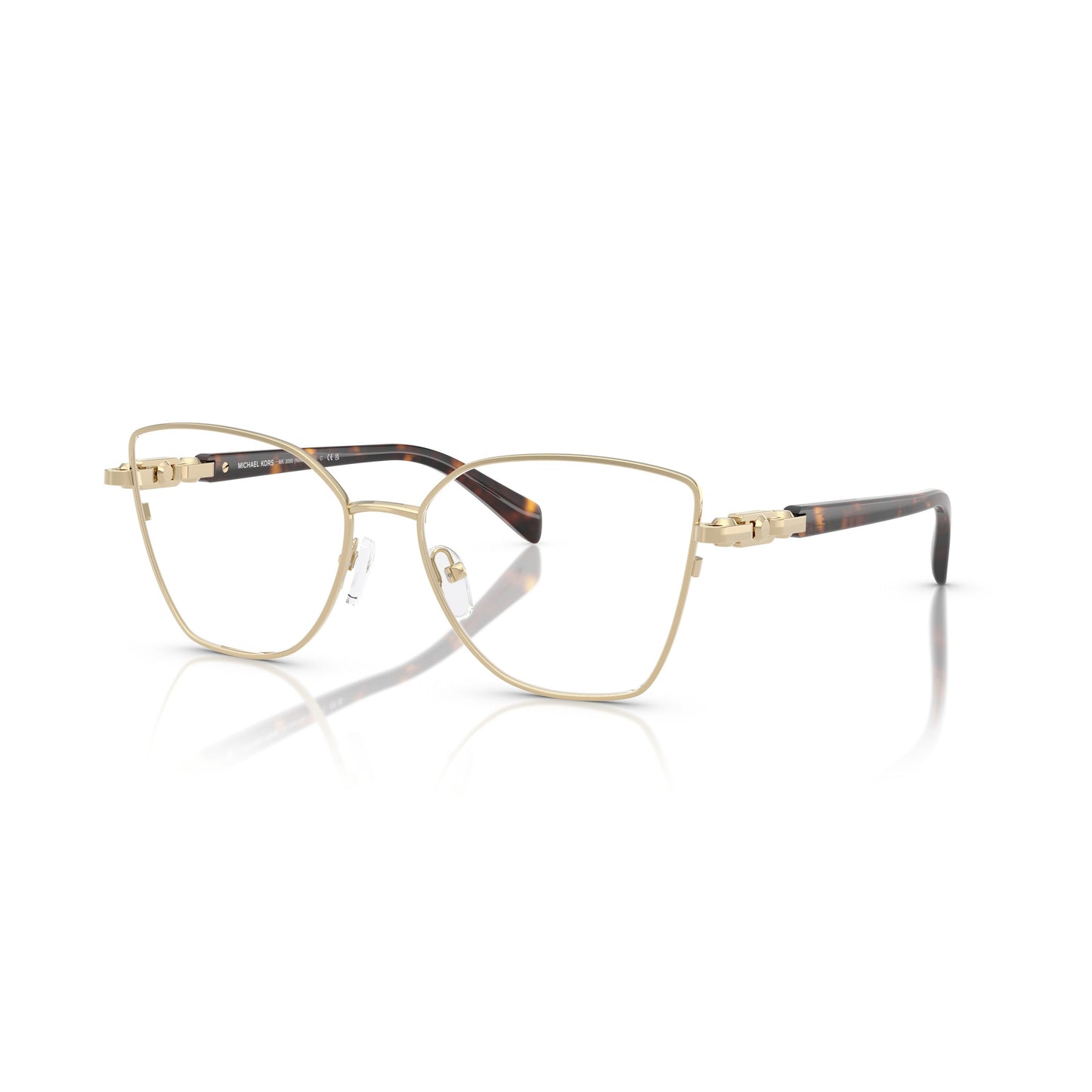 0Mk3090 Geometric Metal Frame Eyeglasses with Tortoiseshell Accents
