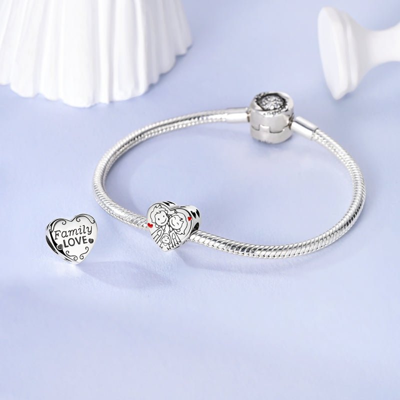 Family Love Heart Charm