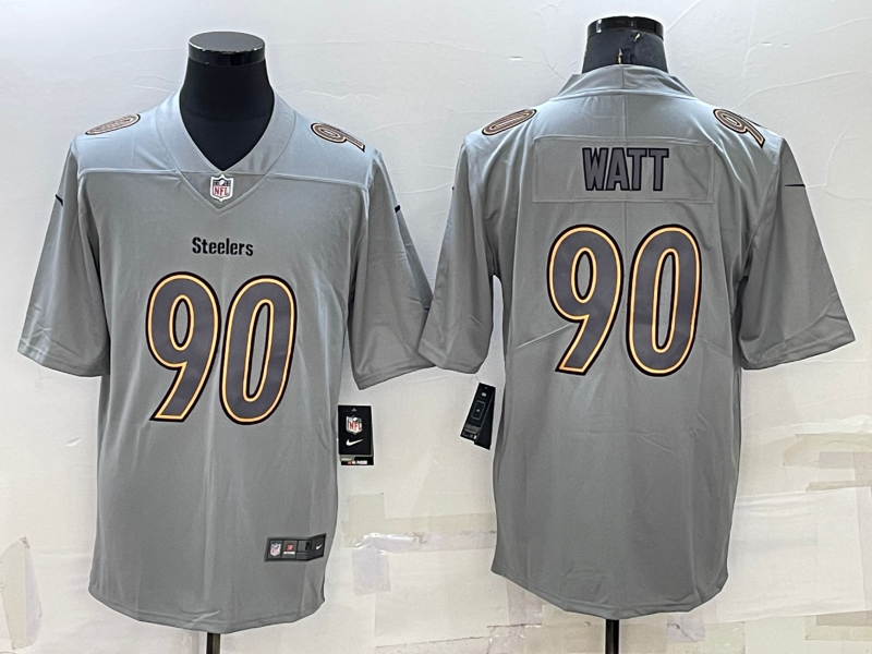 Men's Pittsburgh Steelers T.J. Watt #90 Gray Atmosphere Fashion Game jersey