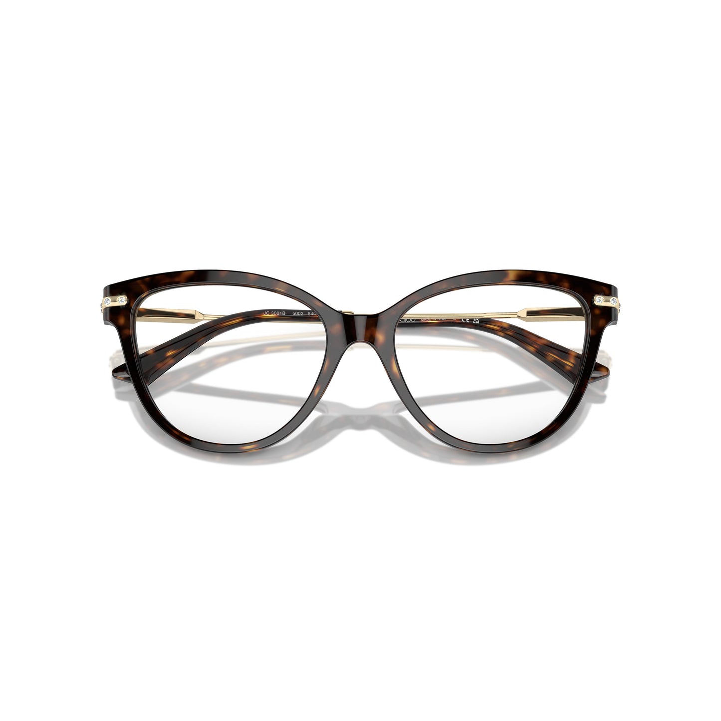 0Jc3001B Cat-Eye Acetate Eyeglasses with Metallic Gold Temples