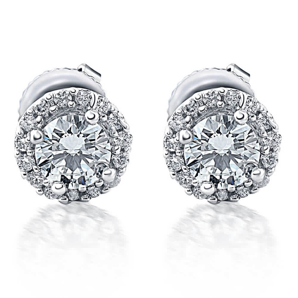 1/4 Ct Halo Diamond Studs 10K White Gold