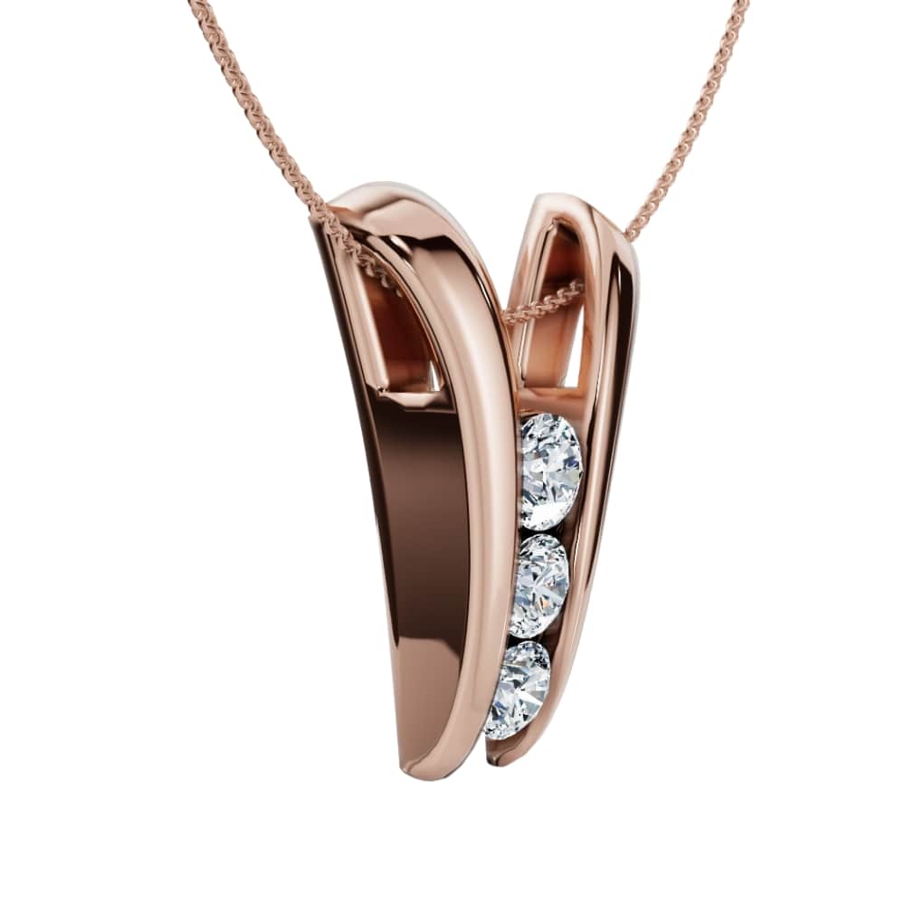 1/2Ct Three Stone Diamond Pendant Gold Women's 18" Necklace Lab Grown