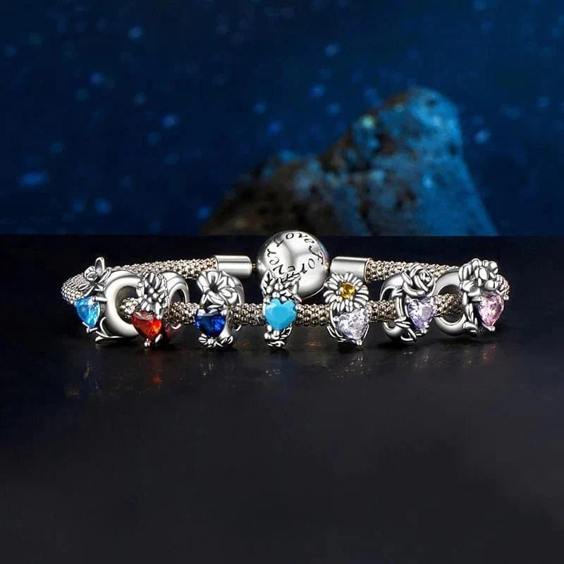 Floral Heart Birthstone Charms