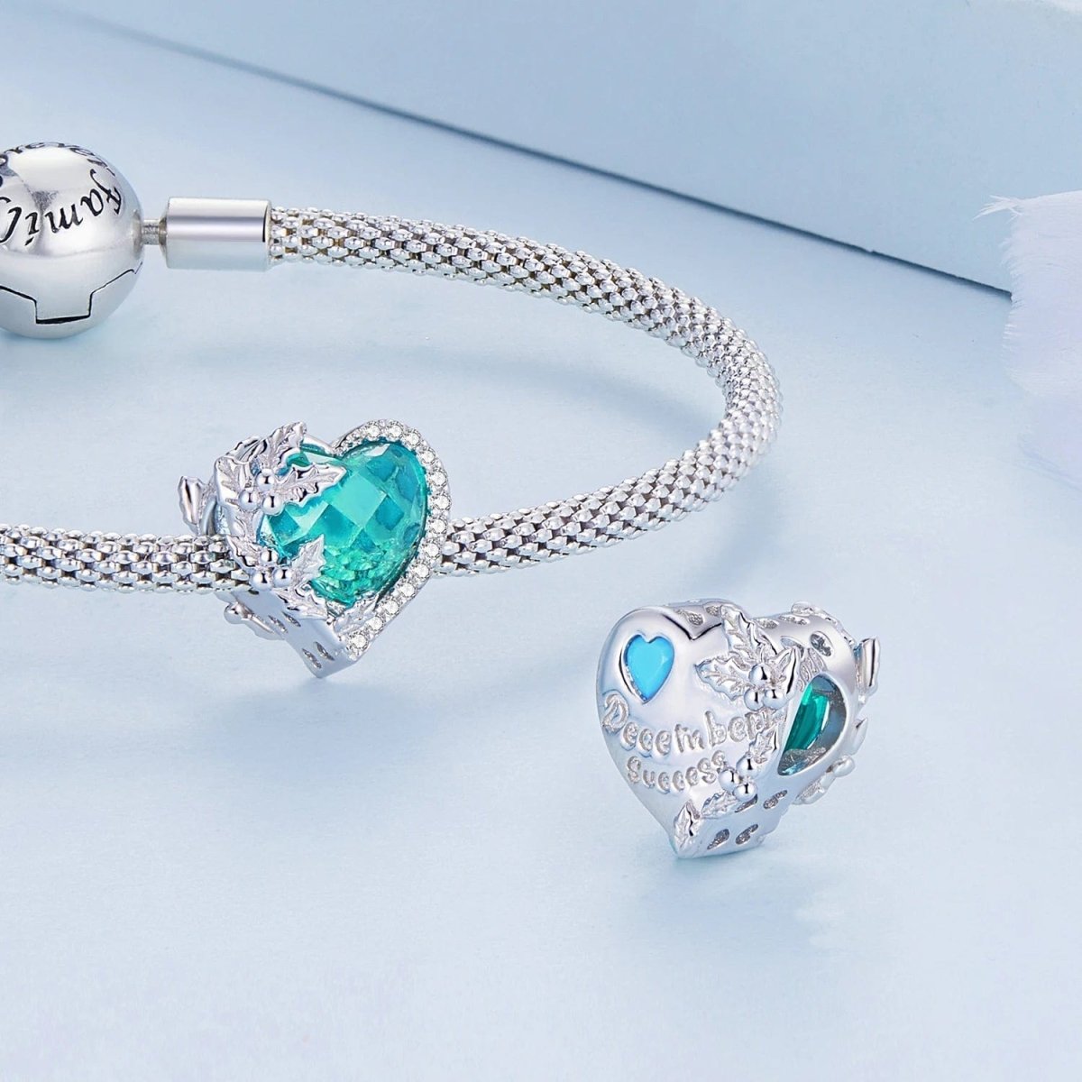 Floral Heart Crystal Birthstone Charms