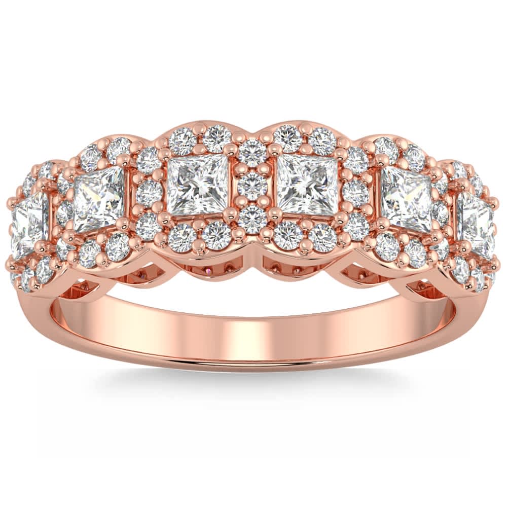 1Ct Princess Cut Diamond Wedding Ring Stackable Band 14k Gold Lab Grown