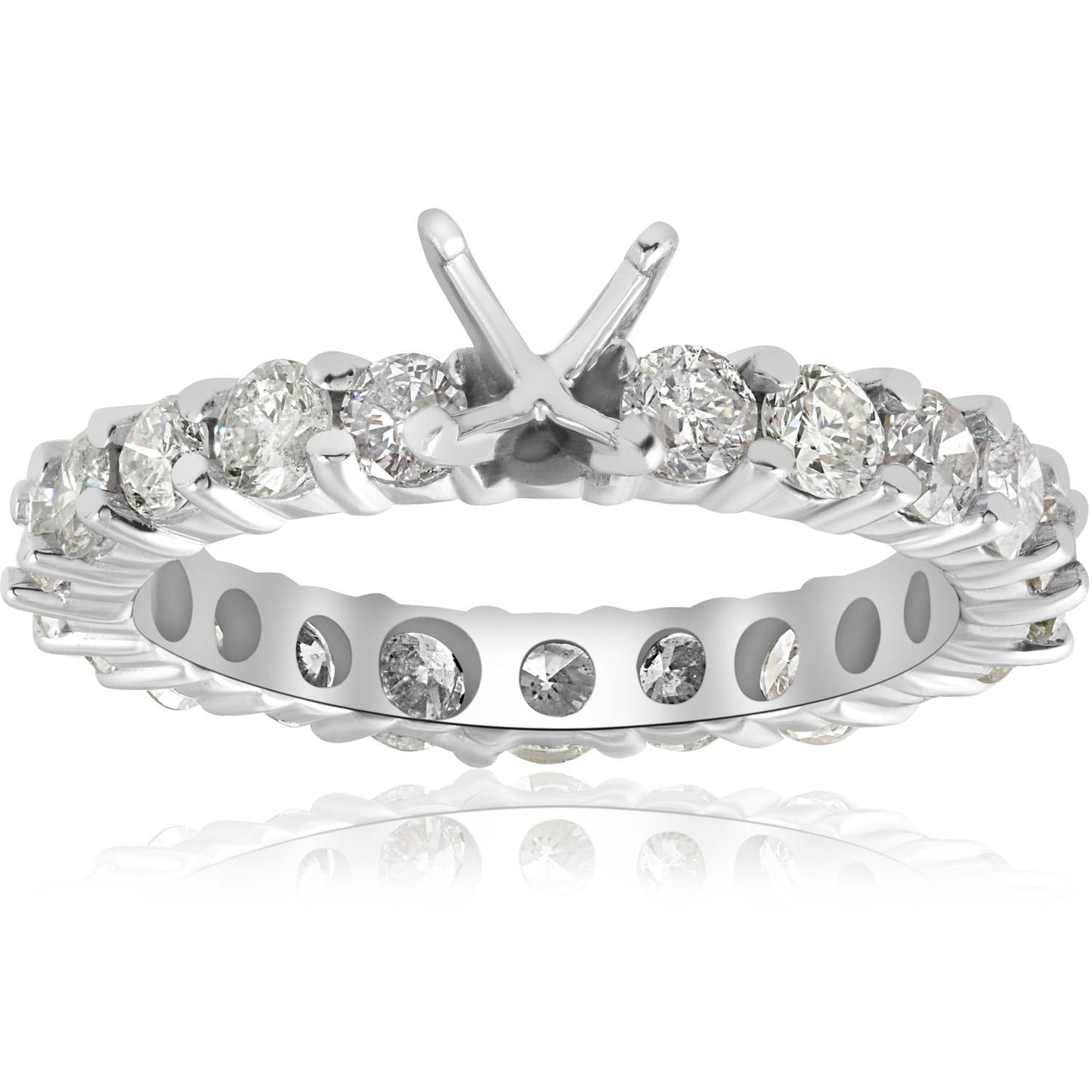 2ct Diamond Eternity Semi Mount Engagement Ring 14K White Ring Size Selectable