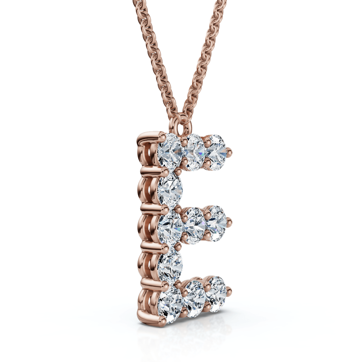 1Ct Diamond Initial "E" Pendant 14k Gold 18" Necklace Lab Grown 5/8" Tall