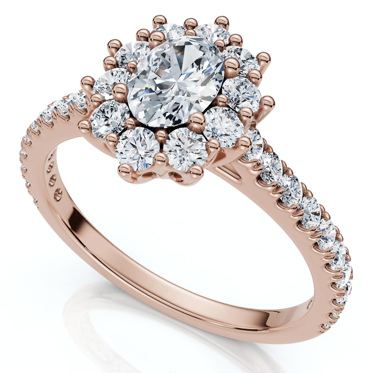 1Ct TW Oval Halo Diamond Engagement Ring 14k Gold or Platinum Lab Grown