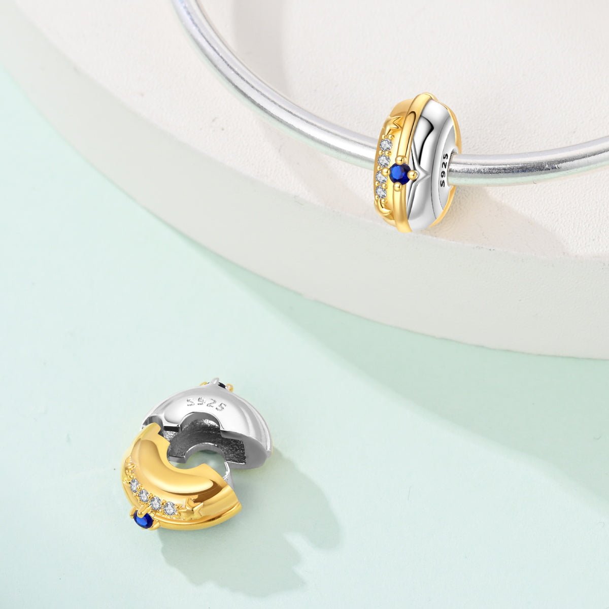 Golden Star & Sapphire Accent Clip Charm